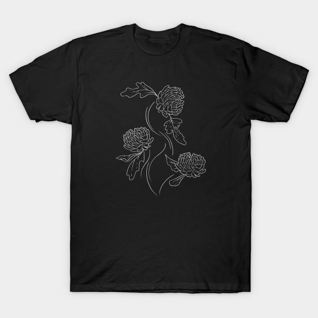 Chrysanthemum (white) T-Shirt by extrahotchaos